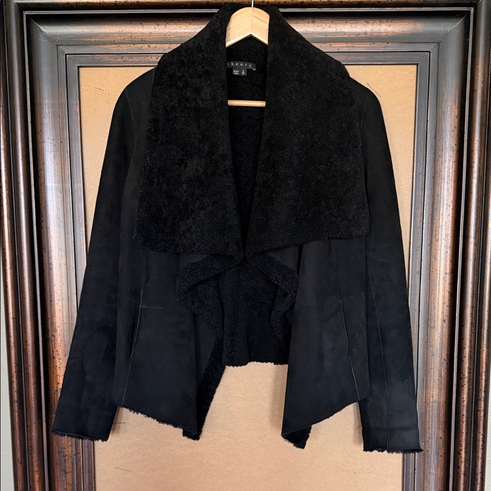 Theory Black Reversible Lamb Suede/Shearling Jacket